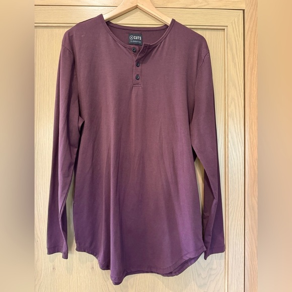 Cuts Clothing Pyca Pro Long Sleeve Henley Elongated Maroon Pullover / xlarge - Picture 1 of 10